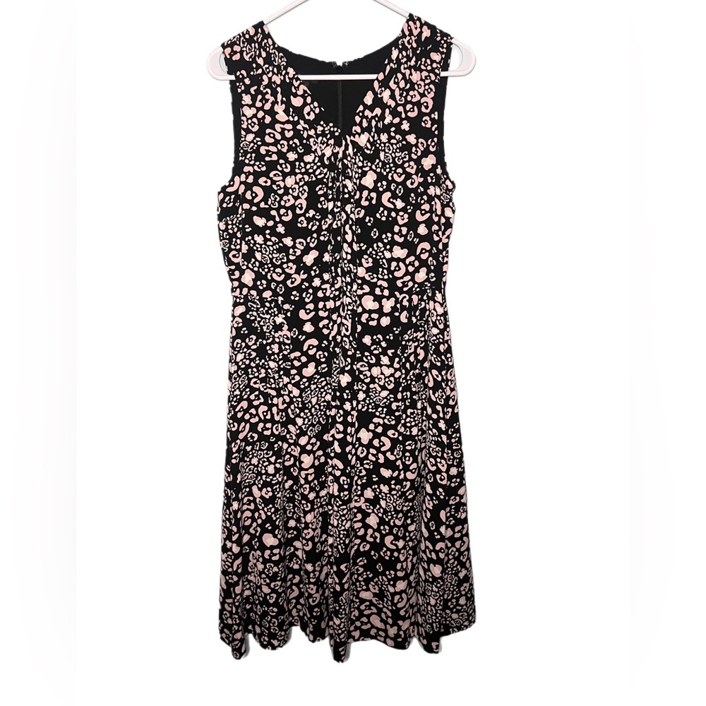 Women's Talbots Pink Black White Leopard Print Midi Dress Size 8 CareerW…